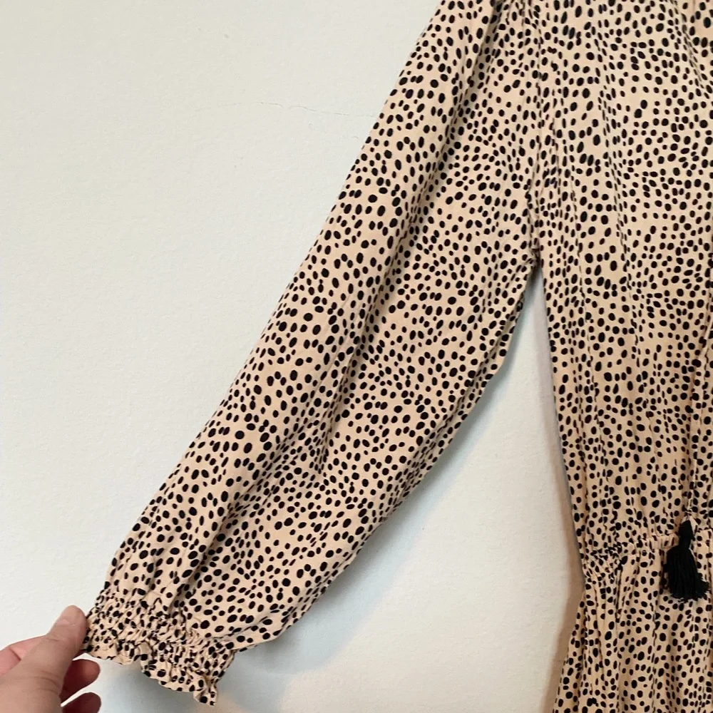 Anthropologie Beachgold Chelsea Romper Animal Print Tan/Black Spot Boho Sz XS - Picture 5 of 10